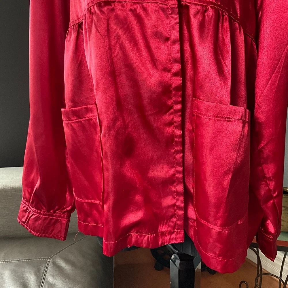 Paris Blues 3X Sleek Satin Jacket Holiday Christmas Event Party Maximalist Red - Picture 5 of 9
